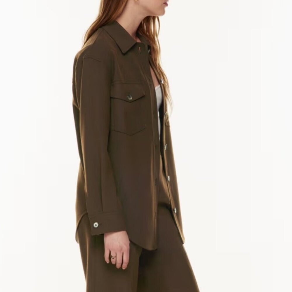 WILFRED Crepette Ganna Shirt Jacket Dark Charcoal Grey XS ARITZIA - Picture 2 of 12